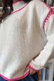 Big Softie Whipstitch Knit Jumper Ecru and Hot Pink
